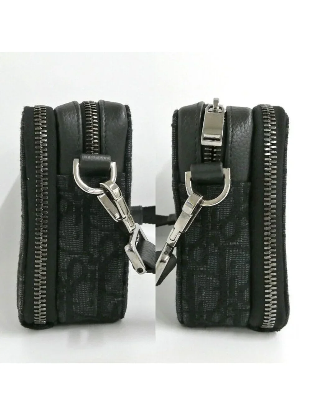 Dior Strap Zip Pouch Jacquard Black Shoulder Bag